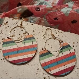 New Striped Geometric Drop Earrings